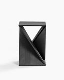 Modern Hand Made One-of-a-Kind Carved Mango Wood End Table, Farmhouse Side Table,Farmhouse End Table,Living Room,Bedroom, Accent Table, Contemporary Architectural Designed Black,Assembled by CozyNest Decor