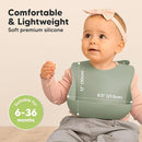KeaBabies 2-Pack Silicone Baby Bibs for Eating - Sturdy Food-Grade Silicone Bibs for Babies Girl, Boy, Large Food Catcher, Clean & Put On Easily, Waterproof Toddler Feeding Essentials (Sage) by TinyTreasures Baby Boutique