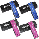 UPINS Harmonica, 4PCS Key of C 10 Hole 10 Tones Titanium Color Harmonica with Case for Beginner Students (Pink, Blue) by TinyTreasures Baby Boutique