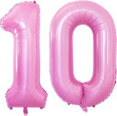 GOER Number 10 Balloons for 10th Birthday Party Decorations,42 Inch Jumbo Foil Helium Balloons for 10th Anniversary (Light Pink) by TinyTreasures Baby Boutique