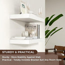 Floating Shelves - 2 Large Wall Mounted Shelves with Invisible Brackets, Long Wood Floating Wall Shelf for Living Room, Bedroom, Kitchen (White, 24" W x 9" D x 1.5" H) by TinyTreasures Baby Boutique