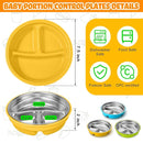 Nuogo 3 Pcs Stainless Steel Baby Suction Plates with Removable Silicone Shell 2-in-1 Metal Toddler Bowl Divided for Picky Eaters Kid Feeding Led Weaning Supply, Dishwasher Safe (Yellow,Blue,Green) by TinyTreasures Baby Boutique