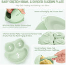 Baby Weaning Set, Silicone Feeding Set(10 Pcs), Toddler Set with Adjustable Bib, Suction Bowl, Plate, Fork, Spoon, Water & Snack Cup Kit, Led Kit for Babies, and Kids Green GJTZ-04 by TinyTreasures Baby Boutique