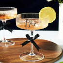 Ribbed Coupe Glasses for Anniversary Engagement Wedding Bridal Shower Gifts for Couple, Crystal Martini Glasses Set of 2, 10 Oz Vintage Wedding Mr and Mrs Champagne Flutes, Margarita Cocktail Glasses by CozyNest Decor