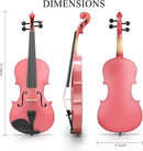 Beginner Violin 4/4, Full Size Violin for Adults, Teens, Student, Acoustic Fiddle Kit with Hard Case, Bow, Rosin, Bridge, Learners Age 12+ (Pink) by TinyTreasures Baby Boutique