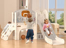 YUFU 9 in 1 Toddler Slide Set, Kids Slide for Toddlers Age 1-3, Toddler Playset with Basketball Hoop and Ball, Outdoor Indoor Playground for Toddlers 1-3 (Beige+Gray) by TinyTreasures Baby Boutique
