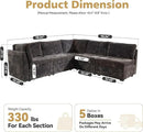 Modular Sectional Sofa with Chaise U Shaped Sectional Couch for Living Room, 5-Seater Comfy Cloud Couches, Plush Corduroy, Gray by CozyNest Decor