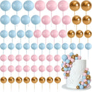 75 Pcs Cake Balls Topper Decorations Foam Cupcake Topper Mini Balloon Cake Topper Balls Cake Picks for Cake Deco Birthday Party Wedding（Blue,Pink,Gold） by TinyTreasures Baby Boutique
