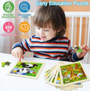 Wooden Puzzles for Toddlers 2-4, 9 Pieces Animal Jigsaw Puzzles for Kids Ages 3-5, Preschool Learning Activities, Learning & Educational Toys, Gifts for Boys, Girls by TinyTreasures Baby Boutique