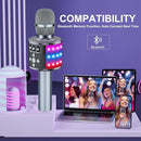 BONAOK Karaoke Microphone for Kids & Adults - Bluetooth Microphones Singing Mic with Disco Lights, Echo Effect, Built-in Speaker Portable Karaoke Player for Party Travel Gifts Q78(Space Gary) by TinyTreasures Baby Boutique