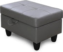 Ottoman Rectangular Storage Ottoman Bench, Faux Leather Footrest, Coffee Table, Stool Footstool with Hinged Lid for Living Room, Bedroom, Entryway, Gray, 28.5"x19"x17.5" by CozyNest Decor