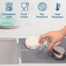 Silicone Dish Drying Mat for Kitchen Counter, 15''x 10'' Drying Mat with Drain Lip, Non-Slip Dish Drainer Mats with Built-in Drain, Heat Resistant Drain Pad on Countertop, Gray by CozyNest Decor