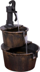 Alpine Corporation - Outdoor Rustic 2-Tiered Barrel and Pump Water Fountain – Bronze Finish, Relaxing Water Flow, Ideal for Garden, Patio, & Yard Décor, 27"H by GreenHaven Gardens