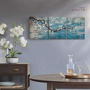 3 Piece Wall Art Hand-Painted Framed Flower Oil Painting On Canvas Gallery Wrapped Modern Floral Artwork for Living Room Bedroom Décor Teal Blue Lake Ready to Hang 12"x16"x3 panel by CozyNest Decor