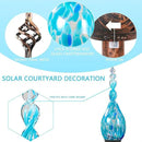 Garden Solar Light, Decorative LED Flame Garden Stakes, Hand Blown Glass and Metal Outdoor Decoration, 3 x 36 Inches (Light Blue) by GreenHaven Gardens