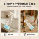 Glass Spray Bottles with Silicone Sleeve 16.9oz 2 Pack Empty Spray Bottle for Hair Mist/Stream Spraying for Cleaning Solutions, Plants, Essential Oils (clear-qblue&white) by GreenHaven Gardens