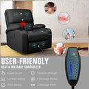 Rocking Recliner Chair, Massage Rocker Recliner Chair with Vibration Massage and Heat, USB and Type-C Ports,360° Swivel Faux Leather Chairs, Living Room, Bedroom, Nursery, RV, Black by TinyTreasures Baby Boutique
