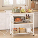 IBUYKE Kitchen Island with Storage, Bakers Rack with Power Outlet,Microwave Stand with Large Worktop,Rolling Bar Cart for Home, Outdoor, Kitchen,Light Wood TMJ029R by CozyNest Decor