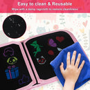 Erasable Doodle Set for Kids - Magic Drawing Book With 12 Watercolor Pens, 14 Page Reusable Book, Road Trip Car Game Writing Painting Set for Boys and Girls (Cat Pink) by TinyTreasures Baby Boutique