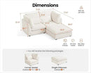 Oversized Modular Sofa, Extra Deep Cloud Corduroy Sectional Couch with Ottoman Chaise, Fluffy Chenille Loveseat L Sofa for Living Room, Villa (Loveseat+Ottoman, Corduroy White) by CozyNest Decor