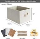 StorageWorks Storage Baskets for Shelves, Foldable Fabric Closet Storage Bins with Handles, Fabric Storage Bins Clothes Organizer, Beige Stripes, 3-Pack, Large by TinyTreasures Baby Boutique