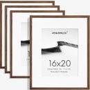 16x20 Picture Frame Set of 4 Natural Solid Walnut Photo Frames with 11x14 Removable Mat Wall Hanging Large Handcrafted Frame with HD Plexiglass Wall and Tabletop Display Large Poster Frame by CozyNest Decor
