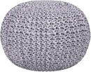 BIRDROCK HOME Round Pouf Ottoman | Cotton Braided Foot Stool with Bean Bag Filling | Boho Foot Rest for Living Room & Bedroom | Compact & Comfortable Seating, Lightweight & Soft | Light Grey by CozyNest Decor