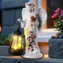 Solar Garden Decor - Angel Statues with Solar Lantern 8.7" Resin Angel Figurines Outdoor Waterproof Decorations for Yard Patio Lawn Porch Gardening Gift for Women Mother Girlfriend Wife by GreenHaven Gardens