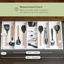Adjustable Kitchen Drawer Organizer for Utensils and Junk, Food-Safe Contract Grade with 100% Sustainable Wood, Expandable from 19 to 33 Inches Wide - White Bamboo by CozyNest Decor