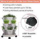 Vertical Planter 3 Tier Stackable Planters Garden Planters Strawberry Herb Flower and Vegetable Planter Indoor Outdoor Gardening Pots with Removable Wheels and Tools 2-Pack by CozyNest Decor