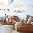 BEBE BASK The Original Scalloped Basket Set Of 2 - Small Scallop Basket - 15 x 10 x 6 In - Hand-Woven & Award-Winning - Elegant Wicker With Scalloped Edge Lid - Nursery Storage - (Mocca) by GreenHaven Gardens
