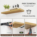 24 inch Floating Shelves Long Floating Shelves for Wall Large Wall Mounted Shelves with Invisible Brackets, Oak Shelves for Bathroom, Living Room, Kitchen, Office, 24x6.7 inch deep Set of 2 by CozyNest Decor