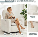 Swivel Rocker Recliner, Oversized Power Recliner Glider with Removable Cushion, Upholstered Swivel Reclining Nursery Chairs for Living Room Bedroom, Corduroy White by TinyTreasures Baby Boutique