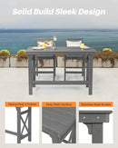 3 Pieces HDPE Outdoor Patio Bar Set, Rectangular Bar Height Table and Chairs Set, Patio Bar Stools Set, HDPE Outdoor Bar Table and Chairs Set for Balcony, Poolside, Porch, Smoke Gray by GreenHaven Gardens