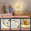 Modern Table Lamp, LED Bedside lamp with USB C+A ports, Touch Stepless Dimmable Nightstand lamp, Unique Spiral Table lamp for Bedroom Living Room Home Office, Spiral lamp for Ideal Gift, Gold by CozyNest Decor