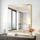 Gold Bathroom Mirror for Wall, 30x36 Inch Rectangle with Metal Frame, Modern Vanity for Bathroom Living Room, Entryway Hangs Horizontal or Vertical by CozyNest Decor
