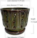 Ceramic Orchid Pots with Attached Saucer and Drainage Hole 6'' Orchid Planter (mossgreen) by GreenHaven Gardens