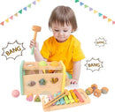 Hammering Pounding Toys Wooden Educational Toy Xylophone Shape Sorter, Birthday Gift for 1 2 3 Years Boys Girls Baby Toddler Kids Developmental Montessori Learning Toy (Yellow) by TinyTreasures Baby Boutique