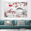 Red Cherry Blossoms Tapestry, Japanese Fuji Mountain Tapestry, Asian Japanese Wall Tapestry, Nature Landscape Tapestries for Bedroom Living Room Decor 60"x40" by CozyNest Decor