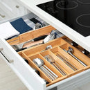 7 Pcs Adjustable Bamboo Drawer Dividers Expandable Drawer Organizers Cutlery Tray Spring Separators Organization for Kitchen Bedroom Bathroom Dresser Office by CozyNest Decor