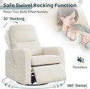 Swivel Rocker Recliner, Oversized Manual Nursery Glider Rocking Recliner Chair with Removable Cushion, Upholstered Swivel Reclining Chair for Nursery Living Room Bedroom, Corduroy White by TinyTreasures Baby Boutique