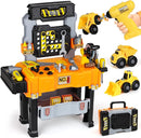 Lehoo Castle Kids Tool Bench with Electric Drill and Construction Vehicles, 2-in-1 Workbench and Toolbox for Toddlers, STEM Learning Toys for Age 3-5, Birthday Gift for Boys & Girls by TinyTreasures Baby Boutique