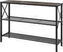 Hoctieon Industrial Console Table, 3 Tier Entryway Table, Hallway Table, Narrow Sofa Table with Shelves, Entrance Table for Entryway, Living Room, Foyer, Hallway, Office, Grey by CozyNest Decor