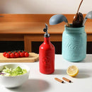 Sweejar 16 Oz Ceramic Olive Oil Dispenser Bottle, Oil Dispenser for Kitchen with Gravity Spout, Relief Opaque Oil Container for Evoo, Avocado Oil, Vinegar, Soy Sauce, 1 Pack(Red, Silver Spout) by CozyNest Decor