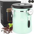 35OZ Coffee Canister for ground coffee with Date Tracker,Mint Green 304 Stainless Steel Kitchen Food Airtight storage container for Coffee Beans or Grounds, Tea, Sugar by CozyNest Decor