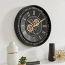 CLXEAST 24 Inch Wall Clock with Moving Gears, Black Gold Roman Numeral Wall Clocks for Modern Farmhouse Living Room Decor,House Warming Gifts New Home by CozyNest Decor