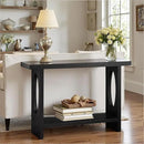 BECHAEO 47-Inch Modern Narrow Console Tables with Solid Wood Veneer - 2’’ Thickened Tabletop, 2-Tier Slim Sofa Table Behind Couch, Rectangle Entryway Table for Hallway Living Room, Black Oak by CozyNest Decor