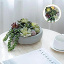 MyGift 8 Inch Round Modern Artificial Succulent Arrangement Potted in Gray Concrete Plant Bowl, Assorted Faux Mini Succulents in a Decorative Planter Pot by CozyNest Decor