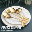 Gold Serving Utensils, OGORI 12-Piece Stainless Steel Serving Utensils Include Serving Spoons, Slotted Spoons, Serving Tongs, Serving Forks, Butter Knife, Stirring Spoon, Soup Ladle, Pie Server by CozyNest Decor