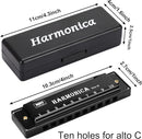 UPINS Harmonica, 4PCS Key of C 10 Hole 10 Tones Titanium Color Harmonica with Case for Beginner(Black) by TinyTreasures Baby Boutique